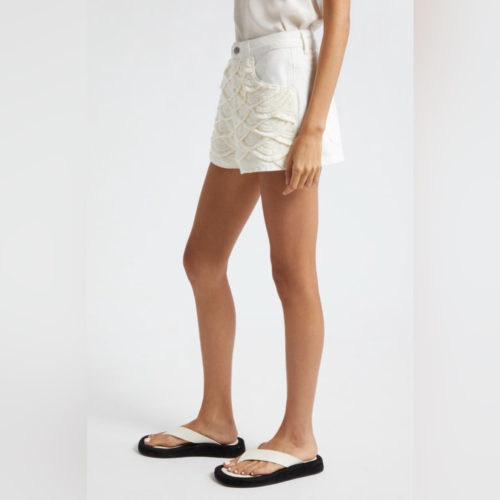🦜NWT FARM Rio Cream High Waist Textured Shorts crochet size 27 NWT - Picture 2 of 10